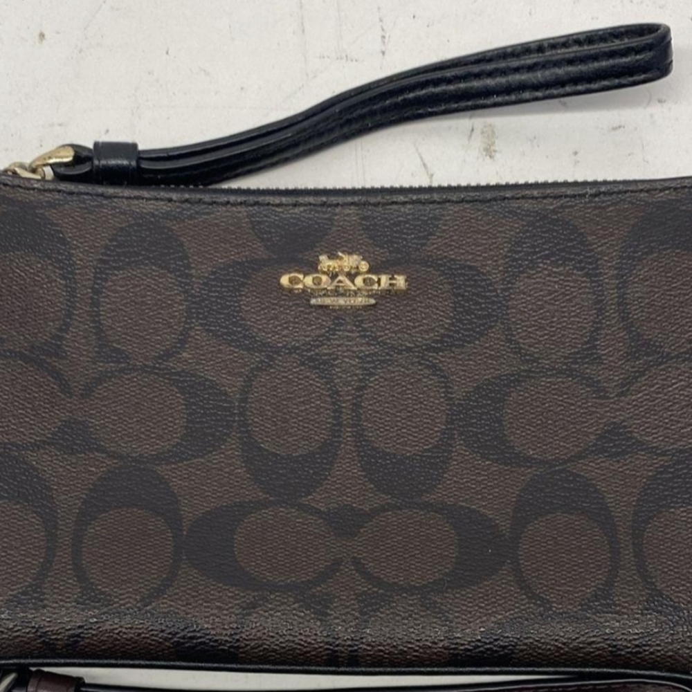 Coach Dark Brown Signature Canvas Clutch/Wristlet